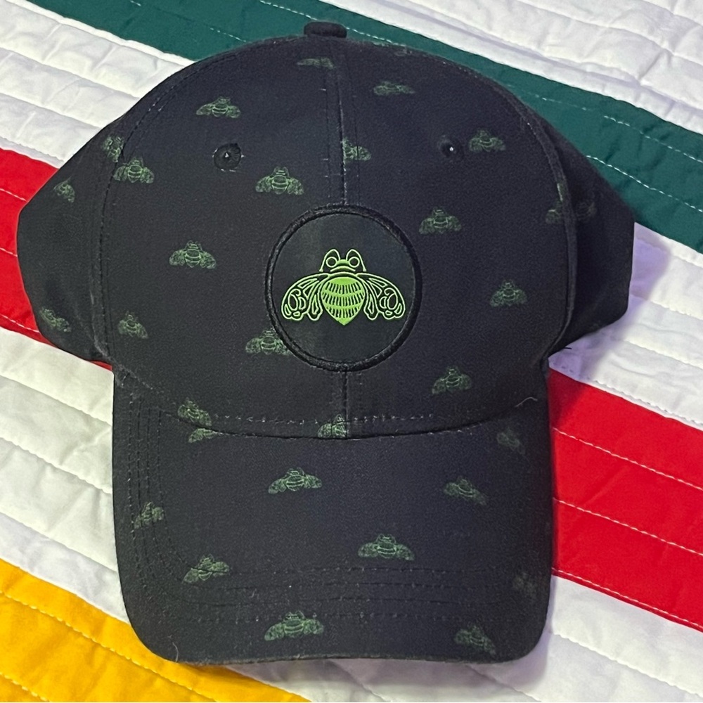 Patrón Tequila Promo All-Over Bee Snapback Hat Black Neon Green
